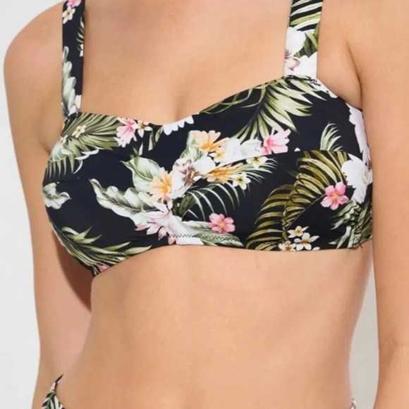 Everyday Sunday Bikini Set Sweamwear Black Floral top size 12 bottom  size 10 - Picture 3 of 8